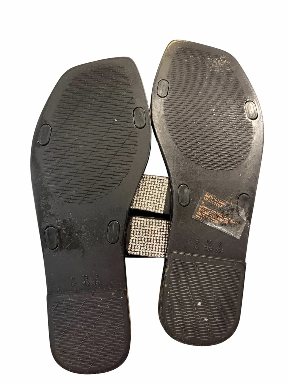 Steve Madden Black Slides with Crystal-Embellished Straps Size 8